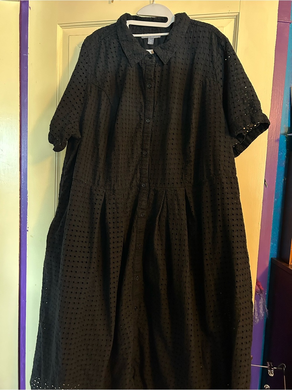 Jessica London Black Eyelet Shirt Dress